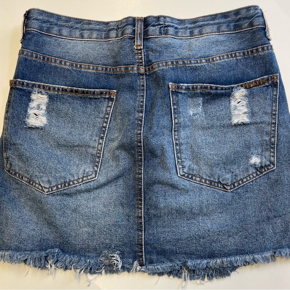 John John distressed 90s inspired 100%cotton denim jean skirt women's size Small - Picture 8 of 11